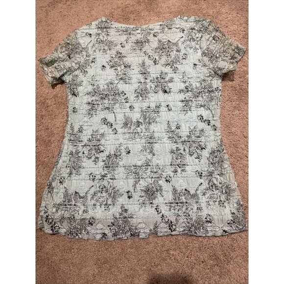 Dressbarn Women's M Textured Square Neck Top Blouse Mint Floral Stretch Y2K - Picture 9 of 9